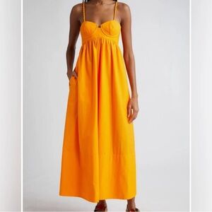 Farm Rio Cotton Sleeveless Orange Maxi Dress